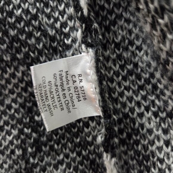 Papillon Hooded Geometric Open Front Coatigan Black White S/M - Picture 4 of 8